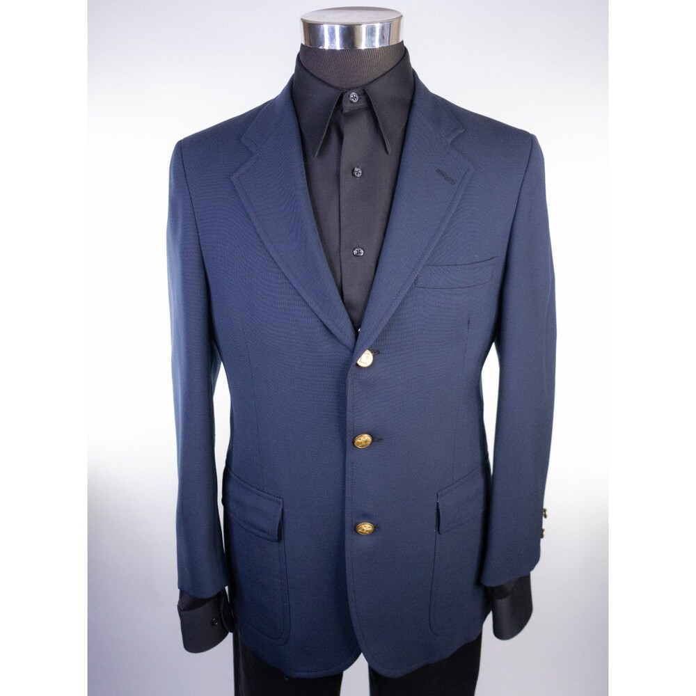Brooks Brothers Brooksgate Blazer Mens 38S Navy Gold Three Buttons Sport Jacket - Picture 2 of 12